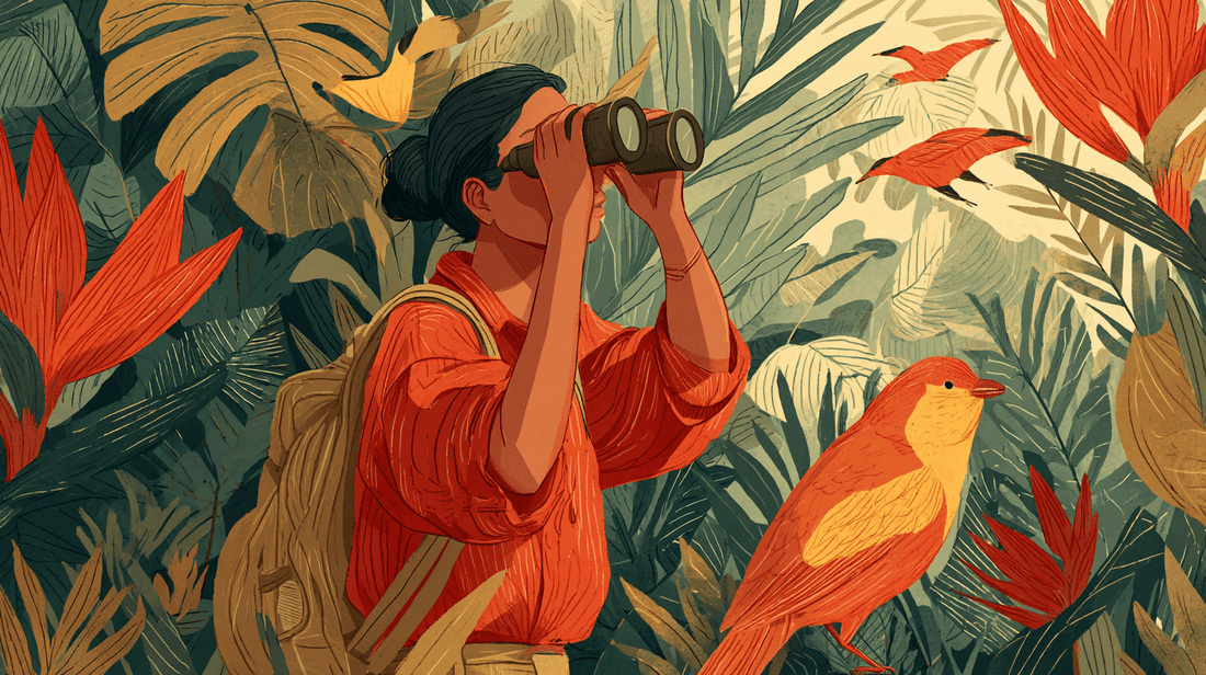 een natuurliefhebber die door een kijker tuurt