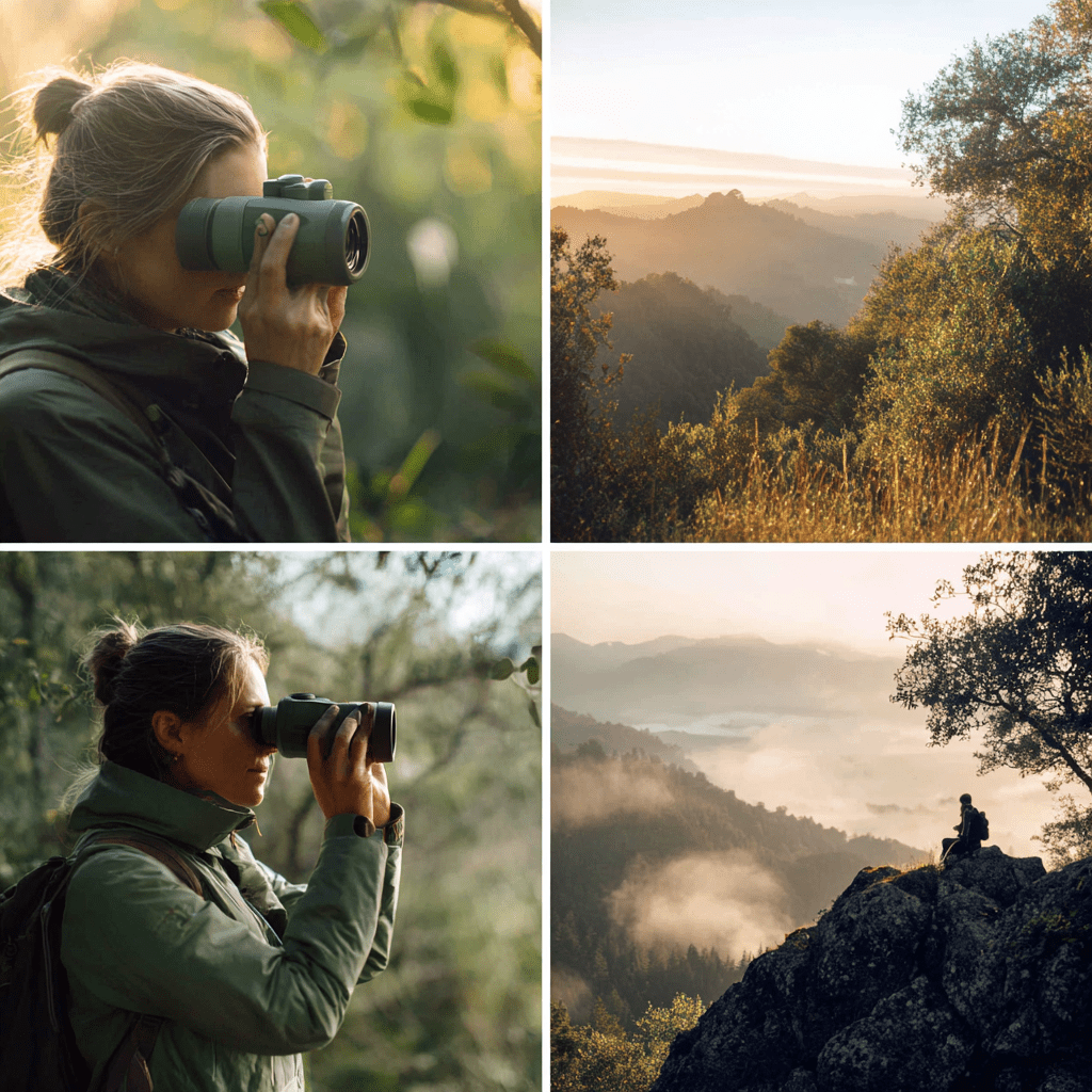 monoculaire verrekijker in gebruik