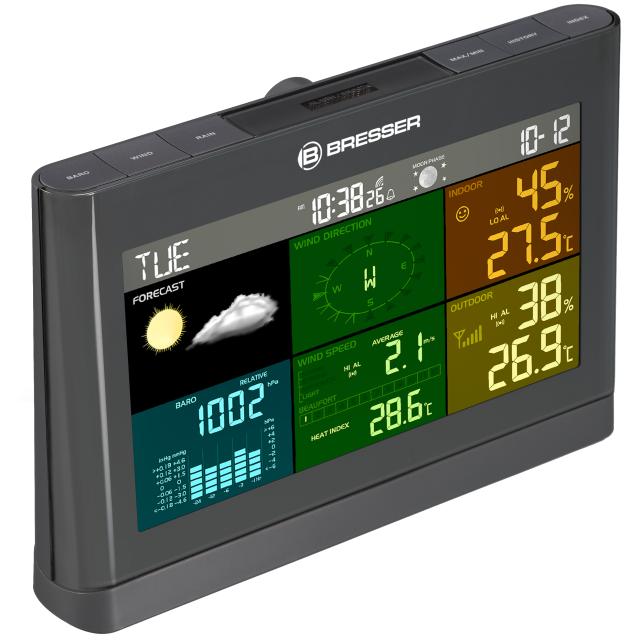 BRESSER 5-in-1 Comfort Weercenter met Kleurendisplay (grijs) - Weather Center