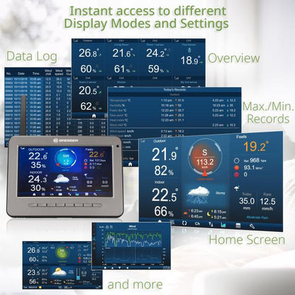 Bresser wlan hd tft 7 in 1 professioneel weerstation met verschillende weergavemodi