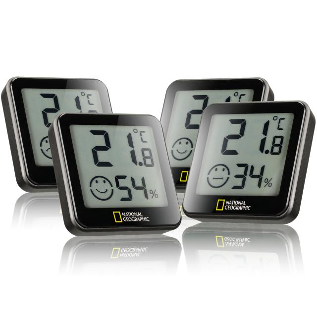 NATIONAL GEOGRAPHIC Tempy Thermo/Hygrometer, set van 4