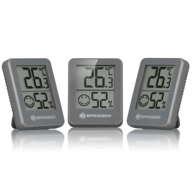 BRESSER ClimaTemp Hygro Indicator Set van 3 Thermo-/Hygrometers (grijs)