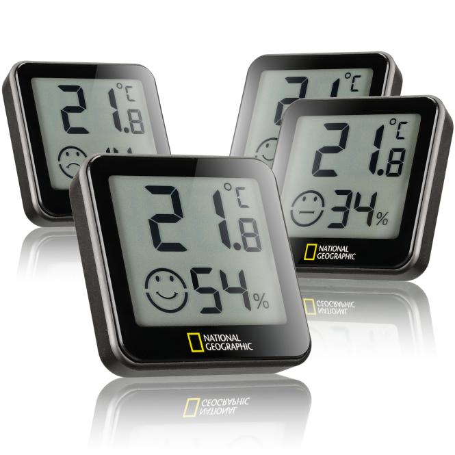 NATIONAL GEOGRAPHIC Tempy Thermo/Hygrometer, set van 4